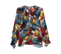 Josephine Split Neck Long Sleeve Blouse - female - Alice + Olivia - Blouses - Multicolor - S - Blouses & Shirts S