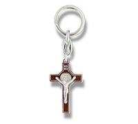 Joseph's Workshop Saint Benedict Brown Cross Keychain - Classic Benedictine Medal with Protective Prayer - Durable Metal Catholic Religious Key Ring