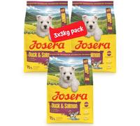 Josera Mini Junior Duck & Salmon | Complete dry food for toy & small breeds | Gluten free | Tartar control | Herbs & fruits | Joint support | 3x3kg
