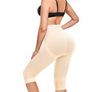 JOSERGO Shapewear Shorts for Women Tummy Control Capri Hi-waist Seamless Butt Lifting Shapewear Thigh Slimmer Body Shaper, Beige, Large