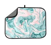 JOSGACRS Green and Pink Marble Dish Drying Mat Absorbent Reversible Kitchen Countertop Mat Dish Mat Heat Resistant Drying Pad Dish Drainer Mats for Countertop Kitchen Counter 18x24 inch
