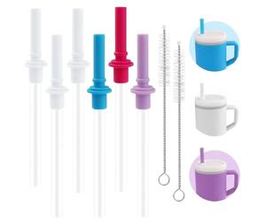 Joshey 6PCS Replacement Straws and Bite Values Compatible with Infantino My First Tumbler Kids 9 Oz,6 Pack Spill-Proof Replacement Silicone Tips Parts (White,Blue,Purple,Red)