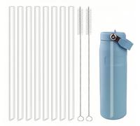 Joshey Replacement Straws for Stanley IceFlow Flip 2.0 Tumbler 24oz & 30oz - 8 Pack Reusable Clear Plastic Straws with 2 Cleaning Brushes | BPA-Free & Dishwasher Safe