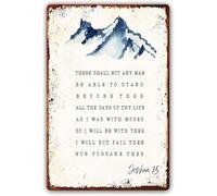 Joshua 1:5 Metal Tin Sign Bible Scripture Wall Decor Inspirational Quotes Wall Art No One Shall Stand Against You for Office Dining Room Prints 8 X 12 Inch