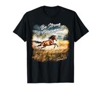 Joshua 1:9 Be Strong & Courageous - Girls Horse Verse T-Shirt