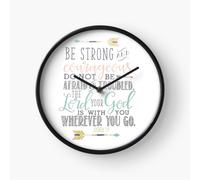 (Joshua 1 9 Bible Verse=5064) Wall Clock 12 Inch Funny Mantel & Tabletop Art Decor for Home Bedroom Office