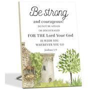 Joshua 1:9 Bible Verse, Be Strong and Courageous Scripture Jesus Christian Home Desk Decor, Inspirational Gifts Motivational Desk Decor Christmas Gifts Wood Sign Christian Gifts -07
