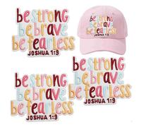 Joshua 1:9 Iron On Patches, 3Pcs Be Strong Be Brave Be Fearless Bible Verse Embroidered Patches for Hat Clothes Jeans Bags