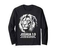 Joshua 1:9 Lion Faith Strength Long Sleeve T-Shirt