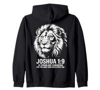 Joshua 1:9 Lion Faith Strength Zip Hoodie