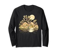 Joshua Tree Desert Moon Reflection Landscape Long Sleeve T-Shirt