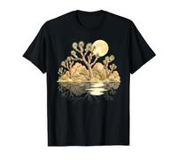 Joshua Tree Desert Moon Reflection Landscape Value Graphic T-Shirt, Men, Black, L