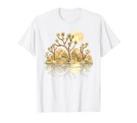 Joshua Tree Desert Moon Reflection Landscape Value Graphic T-Shirt, Men, White, L