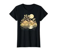 Joshua Tree Desert Moon Reflection Landscape Value Graphic T-Shirt, Women, Black, M
