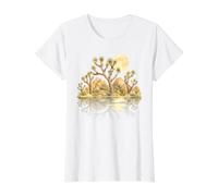 Joshua Tree Desert Moon Reflection Landscape Value Graphic T-Shirt, Women, White, M