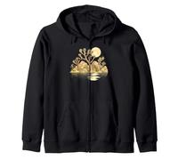 Joshua Tree Desert Moon Reflection Landscape Zip Hoodie