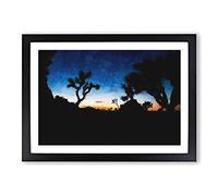 Joshua Tree National Park at Night Painting Framed Print | A2 Black Framed Wall Art | Ready to Hang | Modern Floral Picture | Living Room Bedroom Lounge Office
