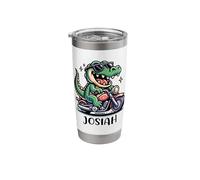 Josiah Fun Alligator Motorcycle Design for Boys Name Josiah Stainless Steel Insulated Tumbler