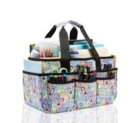 JOSIVIKY Craft Organizer Tote Bag, Art Organizer, Craft Caddy with Multiple Pockets, Storage Bag for Sewing Tools, Art Supplies, Home and Office (Cat Print)