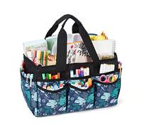 JOSIVIKY Craft Tote Bag, Art Organizer Tool Supplies, Tote Organizer Bag with Handle for Multi-Purpose, Craft Caddy for Tool (Green Floral)