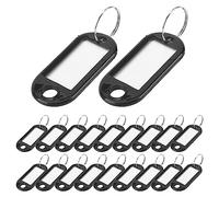 Joskeijky 20 Pcs Key ID Label Tags Split Ring Keyring Keychain Black
