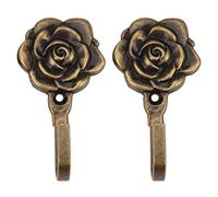 Joskeijky 2Pcs Metal Rose Flower Curtain Tie Back Tieback Holders Wall Hooks Decor
