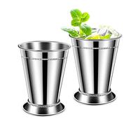 Joskeijky Set of 2 Mint Cups, Classic Stainless Steel Glasses for, Bar, Home, Restaurant, Stainless Steel 12Oz