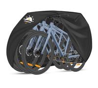 JosMega Bike Cover | 800D Heavy Duty Oxford | Double Needle Stitching | PU Waterproof | Back Seam Tape | Outdoor Windproof | Adjustable Webbing Buckle | Bottom Elastic Band | (Black, L - 3 Bike)