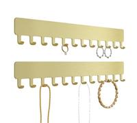 Josmimic Wall Necklace Organizer Holder: Wall Mounted Jewelry Hanging Storage Necklaces Display Hanger Gold 2 PCS