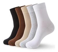 Josnown Thin Women Cotton Socks, Soft and Breathable, 5 Pairs White Unisex Basic Gifts Crew Socks for Business Office and Casual, Size UK 4-7