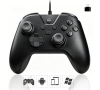 Joso Wired USB Gaming Controller Gamepad Joystick for Android, PS4, switch1/2,PC with 1000hz high speed return rate,TURBO Function,USB-C Adapter, Dual Rumble Motors Black