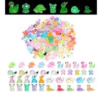 Josojoou 100PCS Luminous Mini Resin Animals, 8 Styles Tiny Resin Animals, Light in Dark, Mini Animal Figures for Micro Landscapes, DIY Decoration