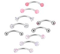 Josojoou 10PCS Eyebrow Piercing, 18G Snake Eyes Piercing Jewelry Tongue, Curved Barbell Eyebrow Rings, for Piercings on The Earlobe, Eyebrows, Lip and Tongue.