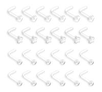 Josojoou 18G Clear Nose Studs 24Pcs L Shaped Plastic Nose Stud 3 Styles Invisible Nostril Piercing Spacers Clear Piercing Retainer Nose Piercing Jewelry for Work Surgery Sport School