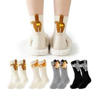 Josojoou 4 Pairs Cat Socks with Balls, Funny 3D Cat Ball Socks, Cute Womens Cats Sock for Cute and Novel Birthday, Christmas, or Everyday Gift, Gift for Cats Lovers, Suitable for Both Men and Women