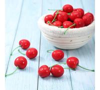 Josojoou 40pcs Simulation Red Cherries, 2.2~2.5cm Fake Cherries, Fake Fruit Decor, Simulation Cherry Model, Photography Props, Suitable for Party Fruit Bowls, Home Kitchen Photography Props