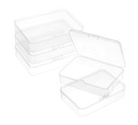 Josojoou 5Pcs Small Clear Storage Boxes with Lids - Stackable Plastic Organiser Containers for Beads, Jewellery, Craft Supplies, Pills, Cosmetics & Sewing - Home Office Organisation (10.5x7.5x2.5cm)
