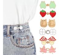 Josojoou 6Pcs Adjustable Pant Waist Tightener, Cute Style Detachable Pants Button Tightener, No Sew and No Tools Button Pin Accessories for Jeans Skirts Decoration