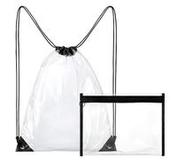 Josojoou Clear Drawstring Bags with Small Inner Pocket, 17.2 x 13.6 Inch Small Clear Backpack Waterproof Pvc Toiletry Bag for Concert Baseball Festival Beach Makeup