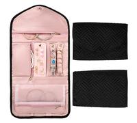 Josojoou Travel Jewelry Bag, Jewelry Travels Organizer, Foldable Jewellery Travel Organizer for Women, Suitable for Necklaces, Earrings, Rings, Bracelets, Watches, Pin