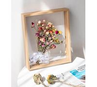 JOSON 2 packsWooden Dried Flower Photo Frame Dried Flower Display Stand Decorative Floating Photo Frame (Wood color 4x6)