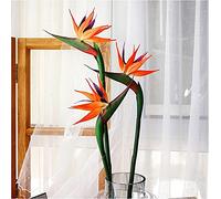 JOSON 3 PCS 32 Inch Orange red Large Bird of Paradise Permanent Flower,Flower Part is Made of Soft Rubber PU No Fade,Artificial Flower Plants for Home Office, Flower Stem 0.5 Inch