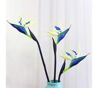JOSON 3pcs 32" Long Stem Artificial Bird of Paradise Permanent Flower with 0.5" Stems for Home Decor Party Artificial Flower Plants (Blue)