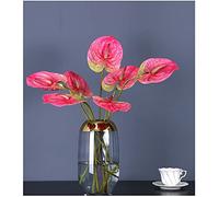 JOSON 6 PCS 27" Simulation Large Artificial Anthurium Lily Flowers Permanent Flower for Home Decoration Bouquet and Green Leaf, Wedding Festival Decoration Flower Arrangement (Pink)