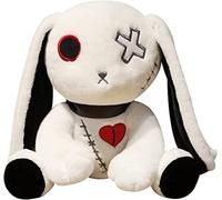 JOSON Crazy Bunny Plush Toy, Halloween Scary Bunny Stuffed Animal Pillow, Easter Halloween Birthday Gift for Boys and Girls (12 inch, White)