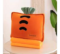 JOSON Travel Blanket and Afternoon nap Blanket Set, Three in one Pillow Blanket, Lovely Plush Fruit Filled Pillow, Warm Hands, Suitable for Children's Travel and Office nap (Orange Carrot)