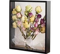 JOSON Wooden Dried Flower Photo Frame Dried Flower Display Stand Decorative Floating Photo Frame（8 * 12''-black