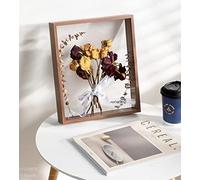 JOSON Wooden Dried Flower Photo Frame Dried Flower Display Stand Decorative Floating Photo Frame (brown-8x12)