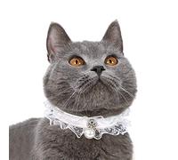Josopa Pet Collar, Cat Choker Pet Kitten Puppy Pearl Pendant Collar Choker Necklace for Wedding, Neck 22cm-32cm(White)