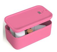 JOSTART Lockable Storage Box, Plastic Small Lockable Medicine Box BPA-Free Combination Phone Lock Portable for Home Refrigerator Office Travel (Pink)